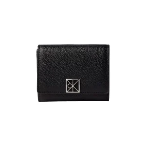 Calvin Klein Emblem nahkainen pieni lompakko musta