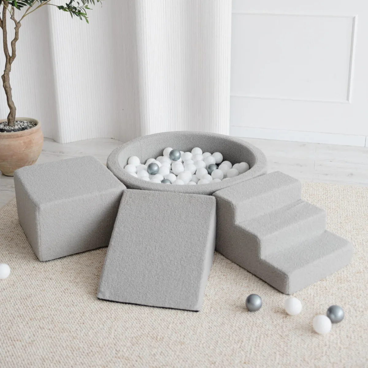 Leikkimoduuli + Pallomeri, Boucle Grey - Image 4