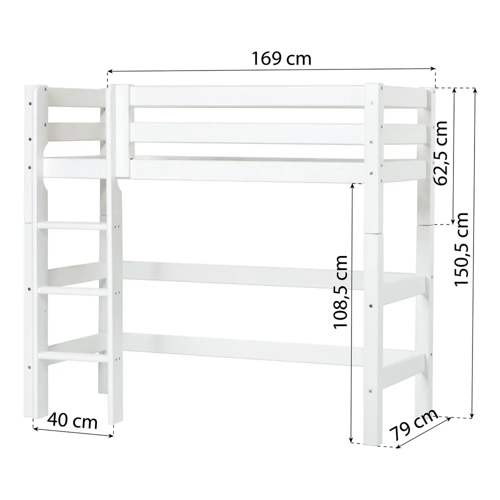 Hoppekids, ECO Luxury, Loft Sänky 70x160 cm, White - Image 6