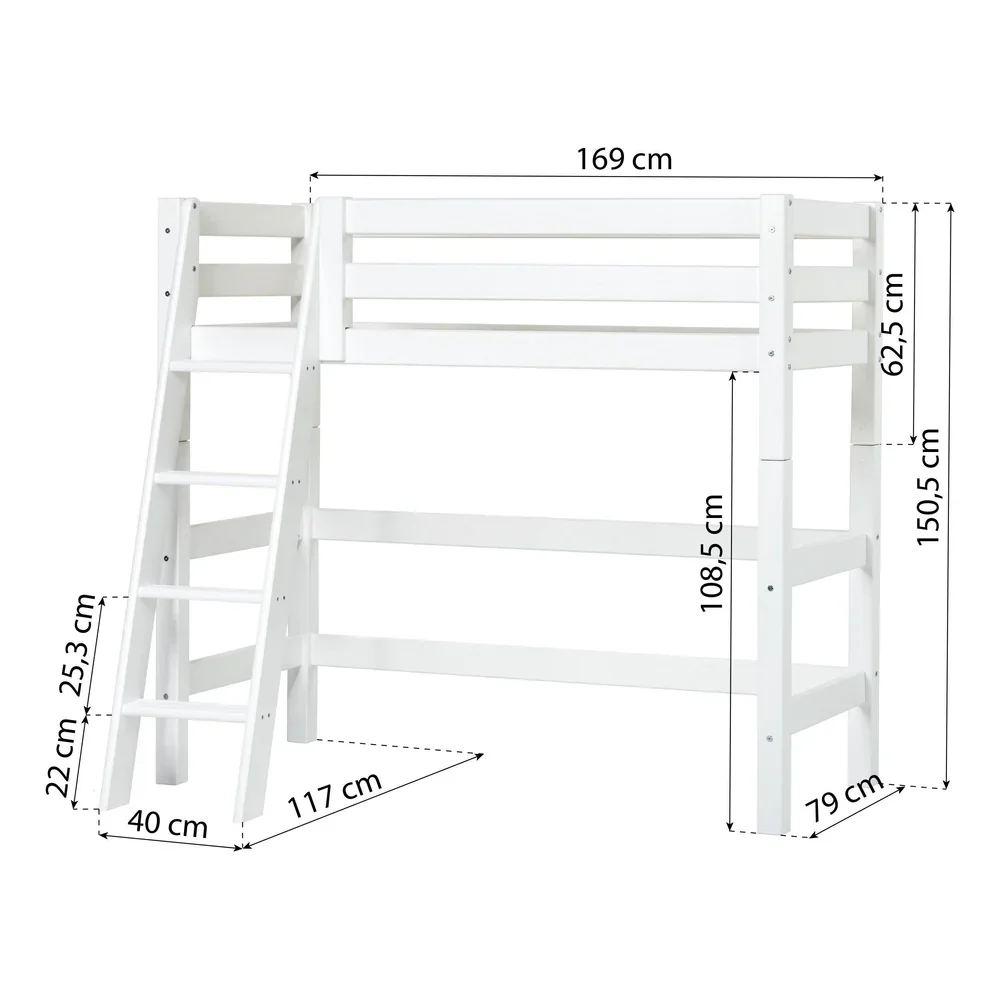 Hoppekids, ECO Luxury, Loft Sänky 70x160 cm, White - Image 9
